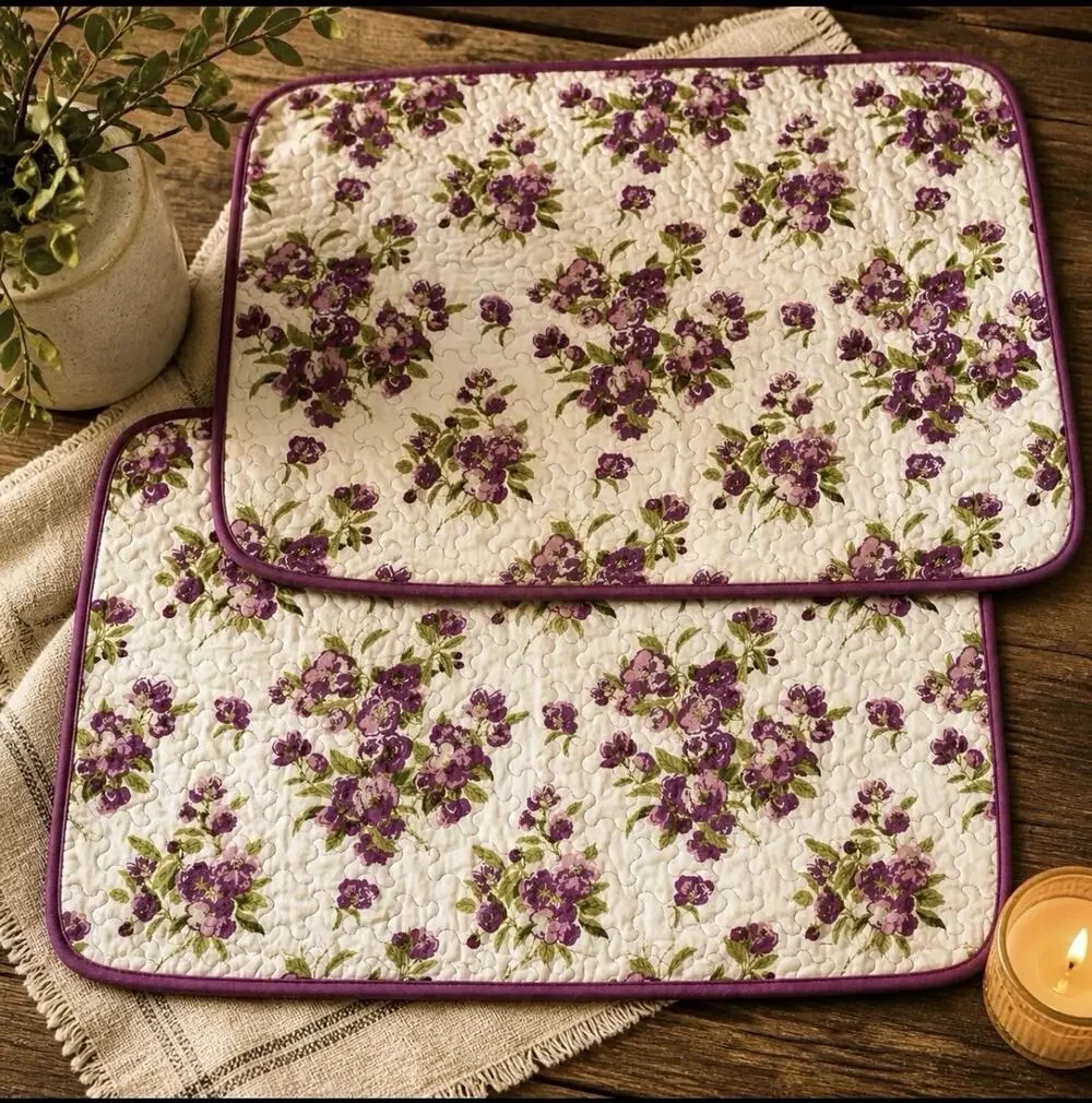 Waverly Traditions Quilted King Pillow Shams Primrose Patio Violet Floral solid